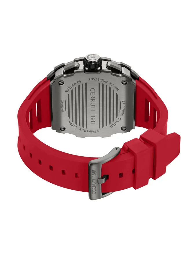 CERRUTI 1881 red Men's Gubbio Black Dial Silicone Strap Chronograph Watch for Men, 43.5mm for Men | Best Price UAE